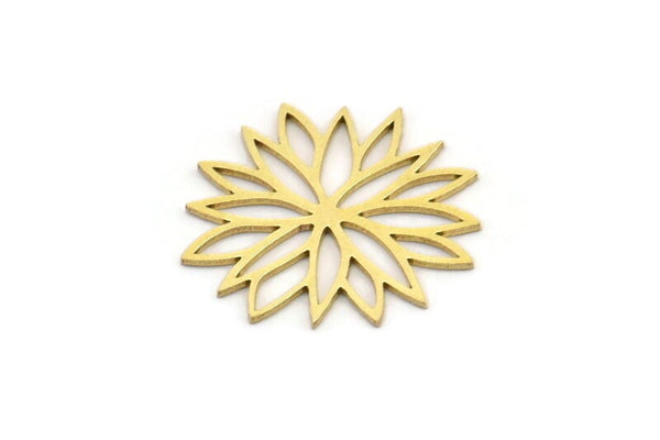 Brass Flower Charm, 12 Raw Brass Flower Charms, Charm Pendants (22x20x0.60mm) A3474