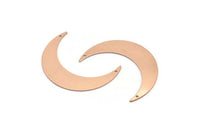 Copper Moon Charm, 4 Raw Copper Crescent Moon Charms With 2 Holes (46x11x0.80mm) M03370