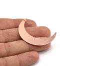 Copper Moon Charm, 4 Raw Copper Crescent Moon Charms With 2 Holes (46x11x0.80mm) M03370