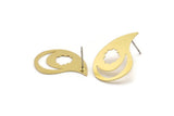 Earring Studs, 6 Raw Brass Crescent Moon And Cloud Patterned Irregular Shaped Stud Earrings - Brass Earrings - Earrings (26x19x0.60mm) A3205