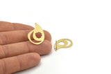 Earring Studs, 6 Raw Brass Crescent Moon And Cloud Patterned Irregular Shaped Stud Earrings - Brass Earrings - Earrings (26x19x0.60mm) A3205