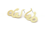 Brass Snake Earring, 4 Raw Brass Snake Stud Earrings (42x27x0.60mm) A3204