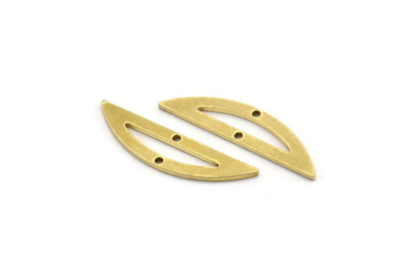 Yarım Daire Charm, 2 Delikli 24 Ham Pirinç Yarım Ay Bağlantı Parçası (26x6x1mm) A3621