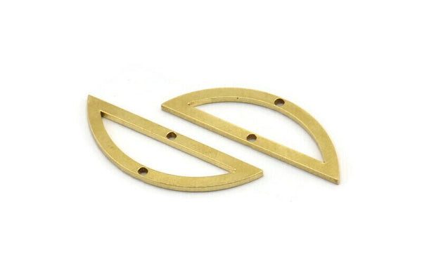 Yarım Daire Charm, 2 Delikli 12 Ham Pirinç Yarım Ay Bağlantı Parçası (29x9x1mm) A3622