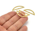 Semi Circle Charm, 12 Raw Brass Half Moon Charms With 1 Hole (33x10x1mm) A3624