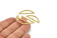 Semi Circle Charm, 12 Raw Brass Half Moon Connectors With 2 Holes (33x10x1mm) A3625