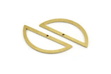Semi Circle Charm, 12 Raw Brass Half Moon Charms With 1 Hole (35x13x1mm) A3618