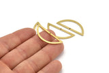 Semi Circle Charm, 12 Raw Brass Half Moon Charms With 1 Hole (35x13x1mm) A3618