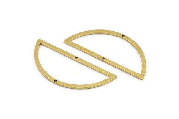 Yarım Daire Charm, 2 Delikli 10 Ham Pirinç Yarım Ay Bağlantı Parçası (45x18x1mm) A3617