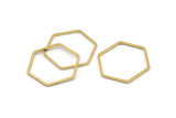 Brass Hexagon Charm, 24 Raw Brass Hexagon Connector Rings (26x24x1mm) A3540