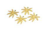 Brass Leaf Charm, 24 Raw Brass Leaf Charms With 1 Loop, Charm Pendants (21x0.60mm) A3590