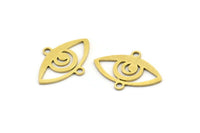 Brass Eye Charm, 24 Raw Brass Eye Charms With 2 Loops (18x13x0.60mm) A3630