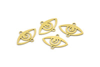 Brass Eye Charm, 24 Raw Brass Eye Charms With 2 Loops (18x13x0.60mm) A3630