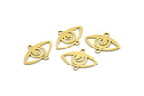 Brass Eye Charm, 24 Raw Brass Eye Charms With 2 Loops (18x13x0.60mm) A3630
