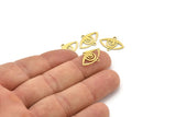 Brass Eye Charm, 24 Raw Brass Eye Charms With 2 Loops (18x13x0.60mm) A3630