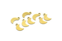Brass Moon Charm, 50 Raw Brass Crescent Moon Charms With 1 Loop (10x4x0.60mm) A3644
