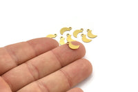 Brass Moon Charm, 50 Raw Brass Crescent Moon Charms With 1 Loop (10x4x0.60mm) A3644