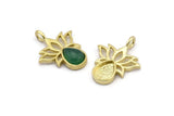 Brass Flower Charm, 4 Raw Brass  Lotus Flower Charms With 1 Loop - Pad Size 6x8mm (21x17mm) N2073