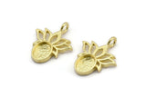 Brass Flower Charm, 4 Raw Brass  Lotus Flower Charms With 1 Loop - Pad Size 6x8mm (21x17mm) N2072