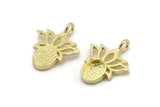 Brass Flower Charm, 4 Raw Brass  Lotus Flower Charms With 1 Loop - Pad Size 6x8mm (21x17mm) N2072