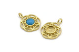 Brass Flower Charm, 4 Raw Brass Flower Charms With 1 Loop - Pad Size 6mm (15mm) N2063