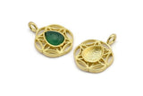 Brass Flower Charm, 4 Raw Brass Flower Charms With 1 Loop - Pad Size 6x8mm (15mm) N2064
