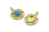 Brass Flower Charm, 4 Raw Brass Flower Charms With 1 Loop - Pad Size 6x8mm (15mm) N2065
