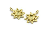 Brass Star Charm, 4 Raw Brass Star Charms With 1 Loop - Pad Size 6mm (21x17mm) N2071