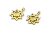Brass Star Charm, 4 Raw Brass Star Charms With 1 Loop - Pad Size 6mm (21x17mm) N2071
