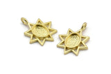 Brass Star Charm, 4 Raw Brass Star Charms With 1 Loop - Pad Size 6x8mm (21x17mm) N2070