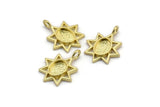 Brass Star Charm, 4 Raw Brass Star Charms With 1 Loop - Pad Size 6x8mm (21x17mm) N2070