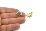 Brass Star Charm, 4 Raw Brass Star Charms With 1 Loop - Pad Size 6x8mm (21x17mm) N2070