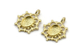 Brass Flower, 4 Raw Brass, Brass Charms, Brass Flower Charms, Charm Pendants With 1 Loop - Pad Size 6x8mm (21x17mm) N2076