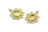 Brass Flower, 4 Raw Brass, Brass Charms, Brass Flower Charms, Charm Pendants With 1 Loop - Pad Size 6x8mm (21x17mm) N2077