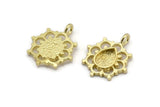 Brass Flower, 4 Raw Brass, Brass Charms, Brass Flower Charms, Charm Pendants With 1 Loop - Pad Size 6x8mm (21x17mm) N2077