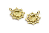 Brass Flower, 4 Raw Brass, Brass Charms, Brass Flower Charms, Charm Pendants With 1 Loop - Pad Size 6x8mm (21x17mm) N2077