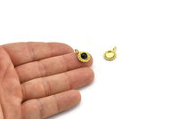 Brass Round Charm, 6 Raw Brass Round Charms With 1 Loop - Pad Size 6mm (15x11mm) N2067