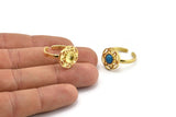 Brass Ring Settings, 2 Raw Brass Flower Rings With 1 Round Shaped Stone Setting - Pad Size 6mm N2097