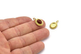 Brass Oval Charm, 6 Raw Brass Oval Charms With 1 Loop - Pad Size 6x8mm (15x11mm) N2066