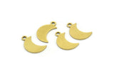 Brass Moon Charm, 50 Raw Brass Crescent Moon Charms With 1 Loop (12x5x0.60mm) A3643