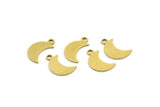 Brass Moon Charm, 50 Raw Brass Crescent Moon Charms With 1 Loop (12x5x0.60mm) A3643