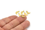 Brass Moon Charm, 50 Raw Brass Crescent Moon Charms With 1 Loop (12x5x0.60mm) A3643