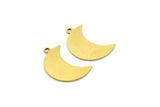 Brass Moon Charm, 12 Raw Brass Crescent Moon Charms With 1 Loop (19x8x0.60mm) A3637