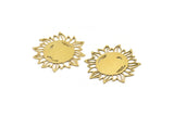 Brass Flower Charm, 8 Raw Brass Sunflower Charms, Earring Charms (31x29x0.60mm) A3614