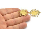 Brass Flower Charm, 8 Raw Brass Sunflower Charms, Earring Charms (31x29x0.60mm) A3614