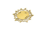 Brass Flower Charm, 8 Raw Brass Sunflower Charms, Earring Charms (31x29x0.60mm) A3614