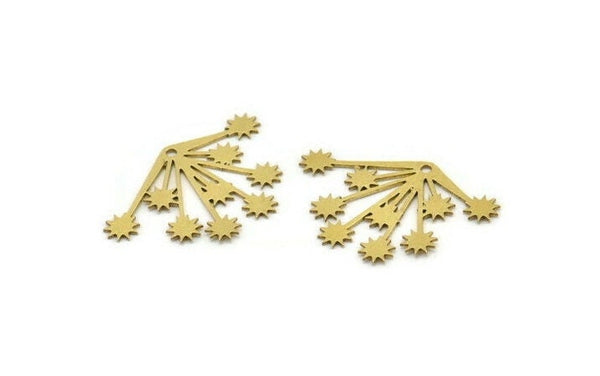 Brass Flower Charm, 12 Raw Brass Flower Shape Charms With 1 Hole, Charm Pendants (32x22x0.60mm) A3613
