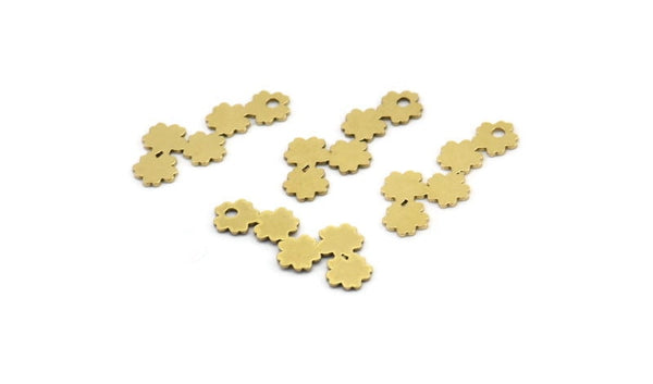 Brass Flower Charm, 24 Raw Brass Flower Shape Charms With 1 Hole, Charm Pendants (22x9x0.60mm) A3580