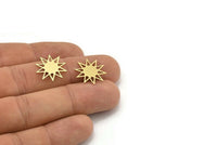 Brass Star Charm, 24 Raw Brass Star Shaped Charms, Charm Pendants, Connectors (18x17x0.60mm) A3541