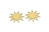 Brass Star Charm, 12 Raw Brass Star Shaped Charms, Charm Pendants, Connectors (23x21x0.60mm) A3557